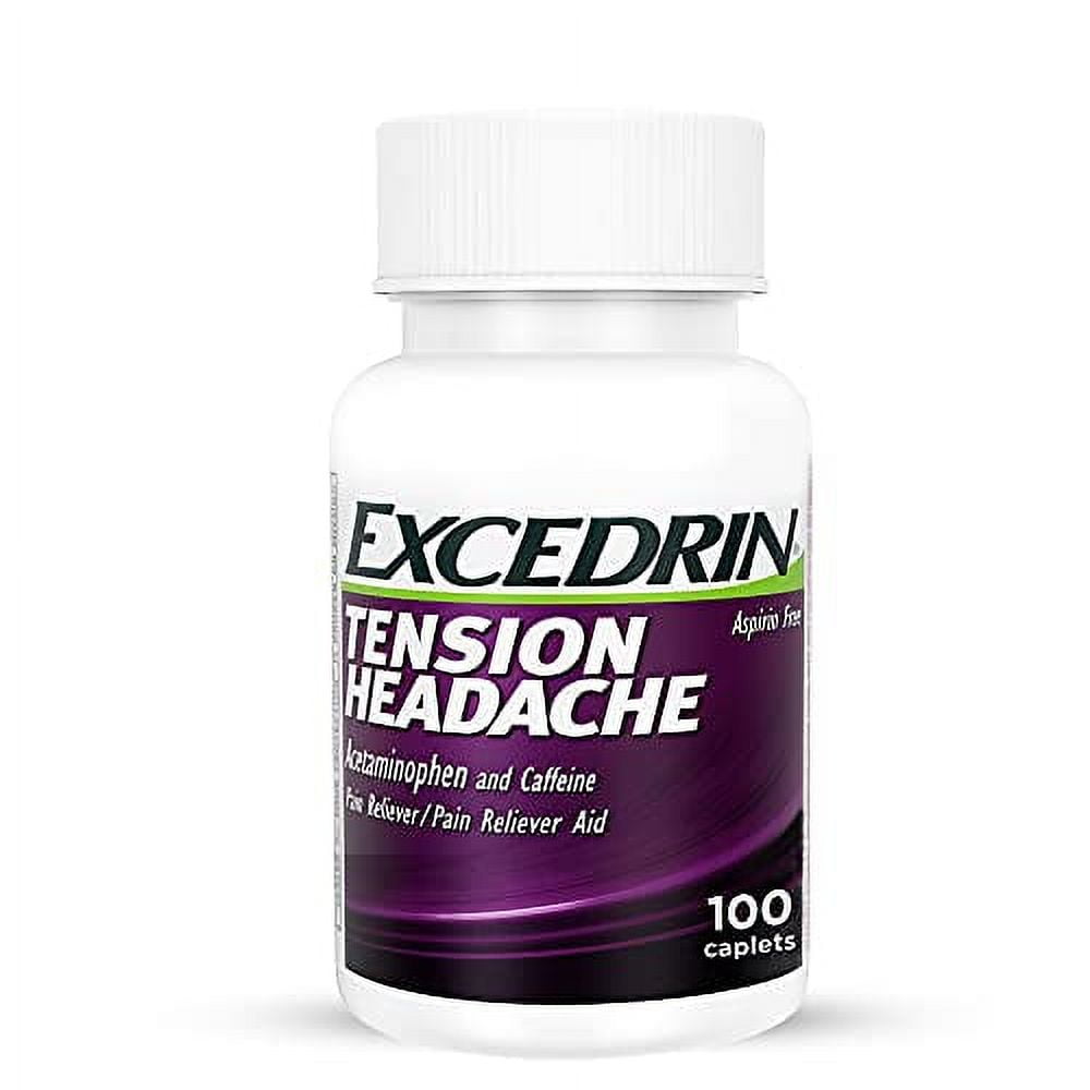 Excedrin Tension Headache Relief Caplets Without Aspirin for Head, Neck and Shoulder Pain Relief - 100 Count