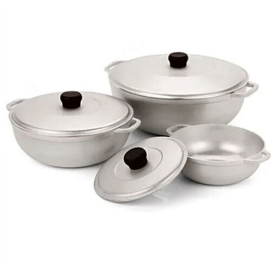 Ink Craft 3-Piece Cast Aluminum Dutch Ovens with Natural Finish