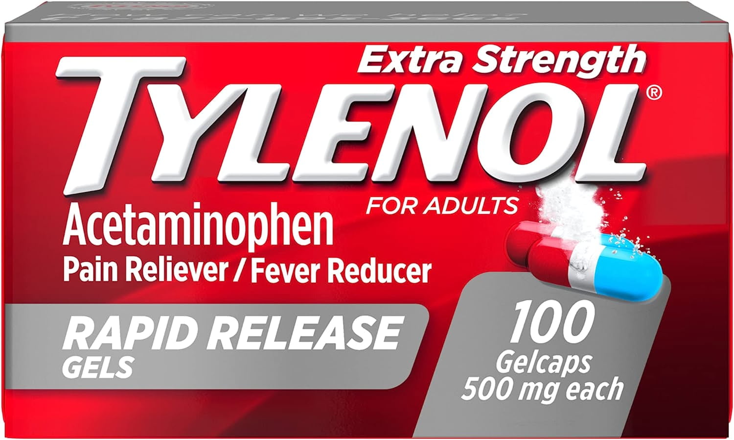 Extra Strength Acetaminophen Rapid Release Gels, Pain Reliever & Fever Reducer, 100 ct