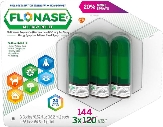 FLONASE Allergy Relief Nasal Spray (144 Sprays per Bottle, 3 Count)