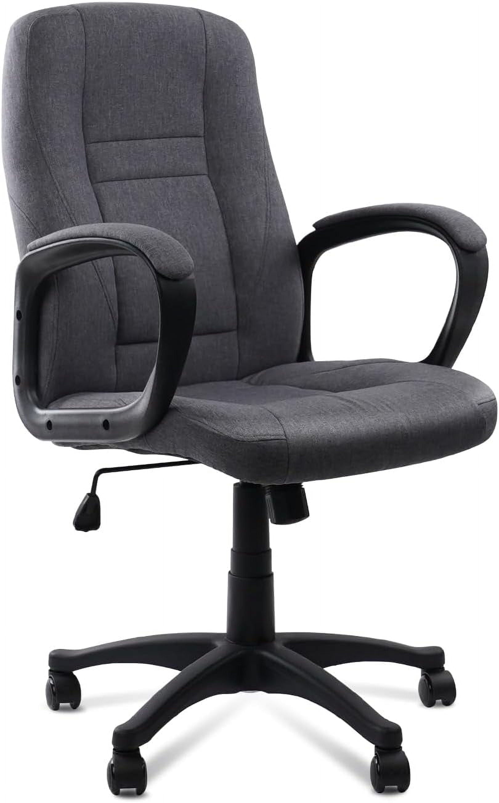 Fabric Office Chair Cloth Desk Chair, Ergonomic Mid Back and Comfortable Padded Armrest, Swivel Rolling Rocking Task Chair for Home Office, Grey