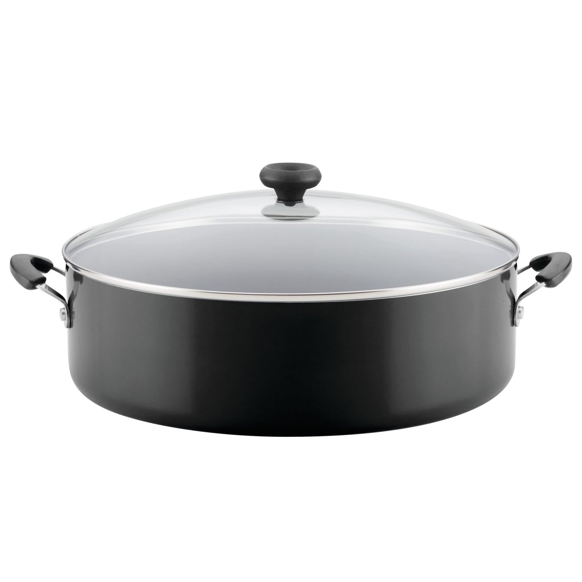 Farberware Easy Clean 14 inch Aluminum Nonstick Covered Family Pan, Black