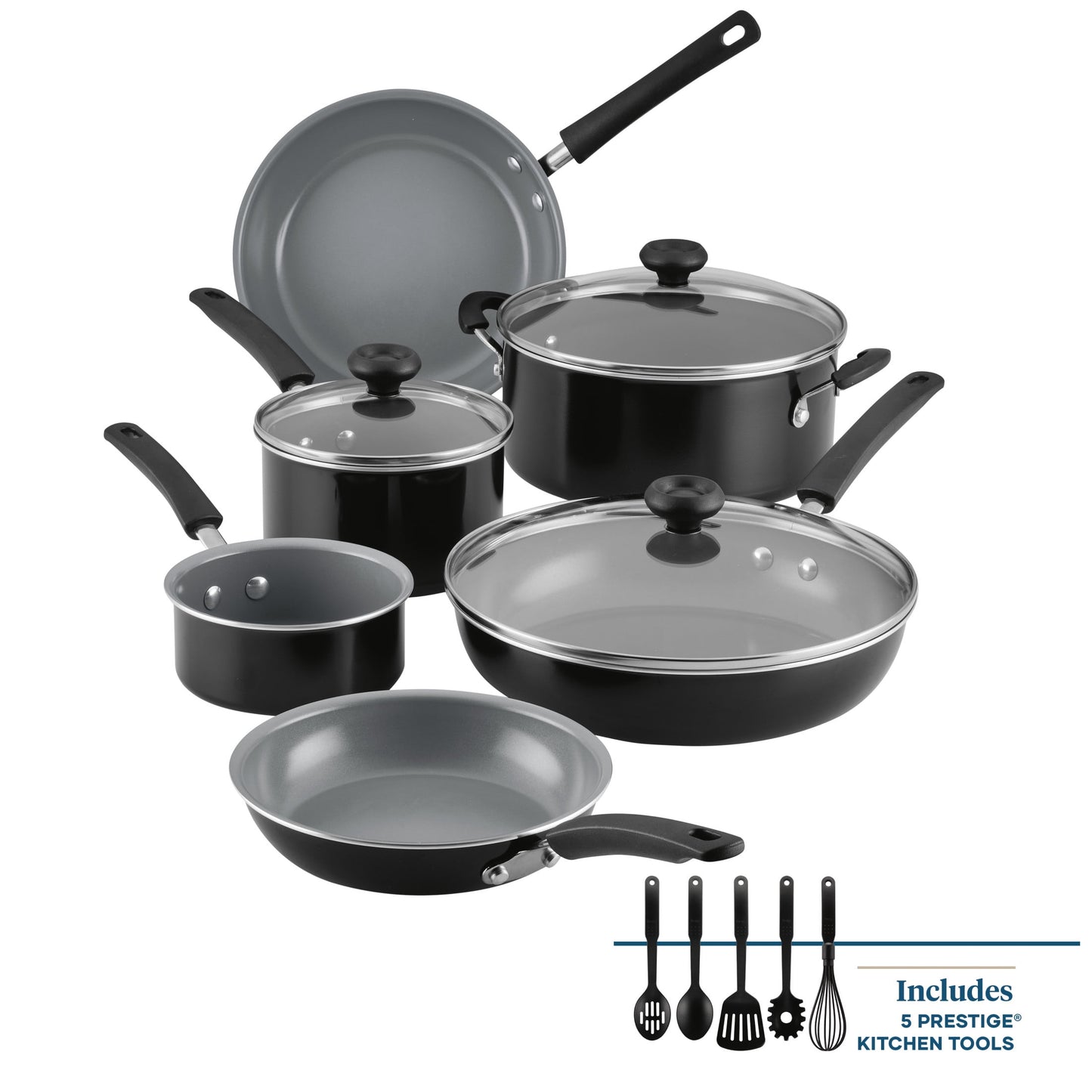 Farberware Easy Clean Pro 14 Piece Ceramic Nonstick Cookware Pots and Pans Set,  Black