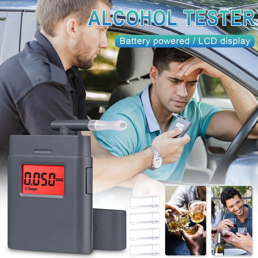 Fashion High Accuracy Ethanol Tester, Breathalyzer, Alcometer Alcotest Remind Driver In Roadway Diagnostic Tool With 5 Replacement Mouthpieces