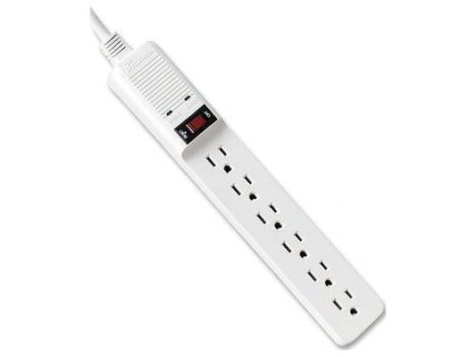 Fellowes Basic Home/Office Surge Protector, 6 Outlets, 15 ft Cord, 450 Joules, Platinum -FEL99036