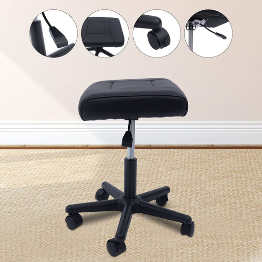 Fichiouy Black Height Adjustable Footrest with Wheels Ergonomic Office Foot Stool