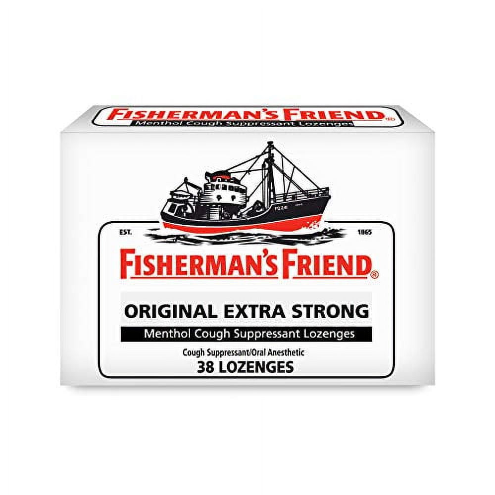 Fisherman's Friend Cough Drops, Cough Suppressant and Sore Throat Lozenges, Strong and Soothing Natural Menthol Flavor, 10mg Menthol, Original Extra Strong, 38 Count (Pack of 6)