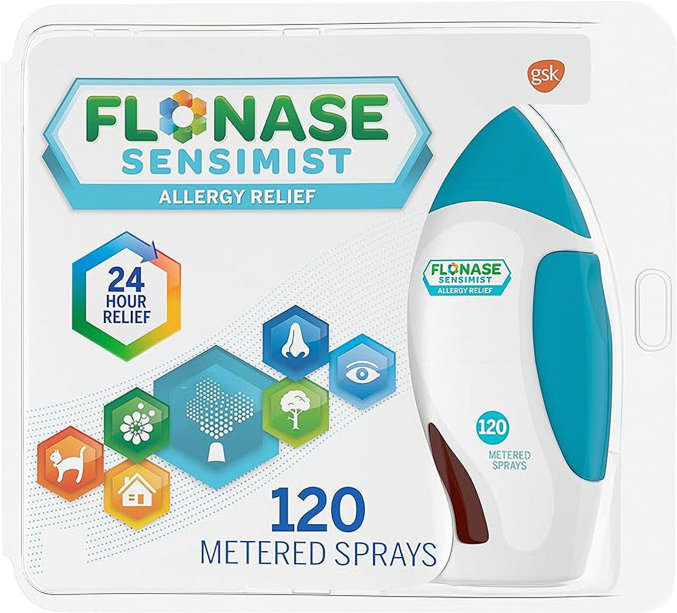 Flonase Sensimist Allergy Relief Nasal Spray Non Drowsy Allergy Medication, Gentle Mist - 120 Sprays - Fall and Seasonal Allergy Relief