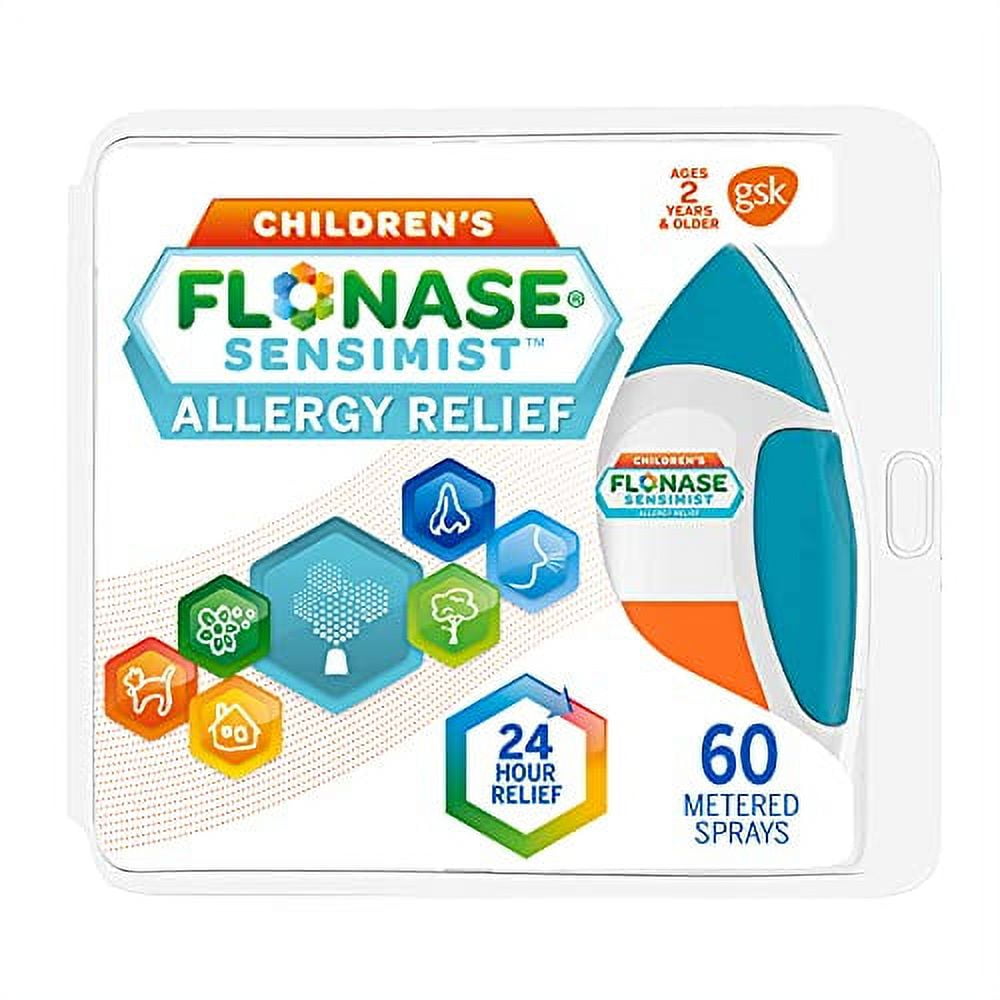 Flonase Sensimist Allergy Relief Nasal Spray for Children, 24 Hour Non Drowsy Allergy Medicine - 60 Gentle Sprays