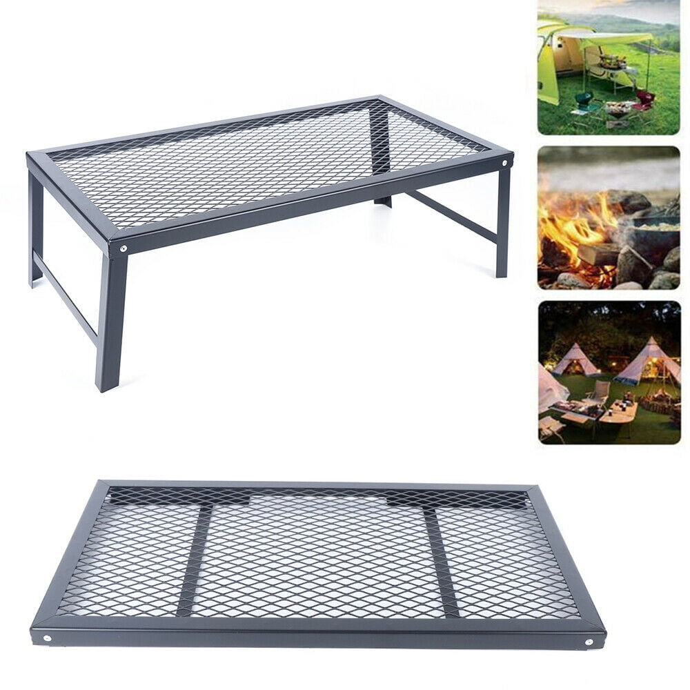 Folding Barbecue Grill 21"x18" Steel Mesh Grill with Legs Outdoor Campfire Camping Picnic BBQ Pit Fire Stove