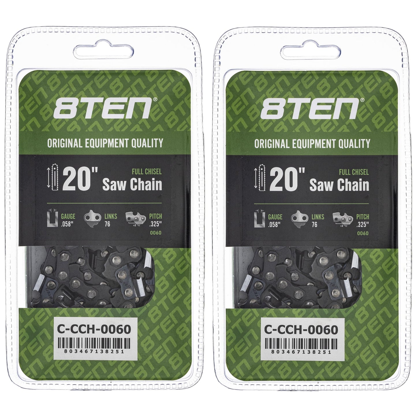 Full Chisel Chainsaw Chain 20 inch .058 .325 76DL for Stihl 36880050076 2 Pack 810-CCC2282H