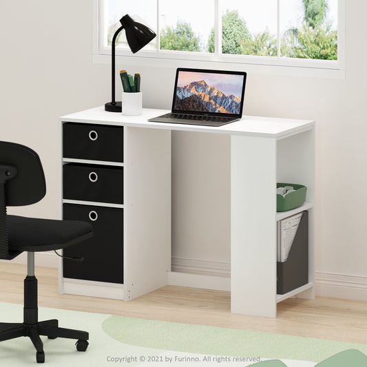 Furinno 15110 JAYA Modern Computer Study Desk, White/Black