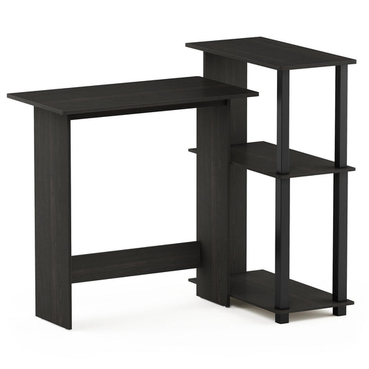 Furinno Abbott Wood Corner Computer Desk with Bookshelf in Espresso/Black