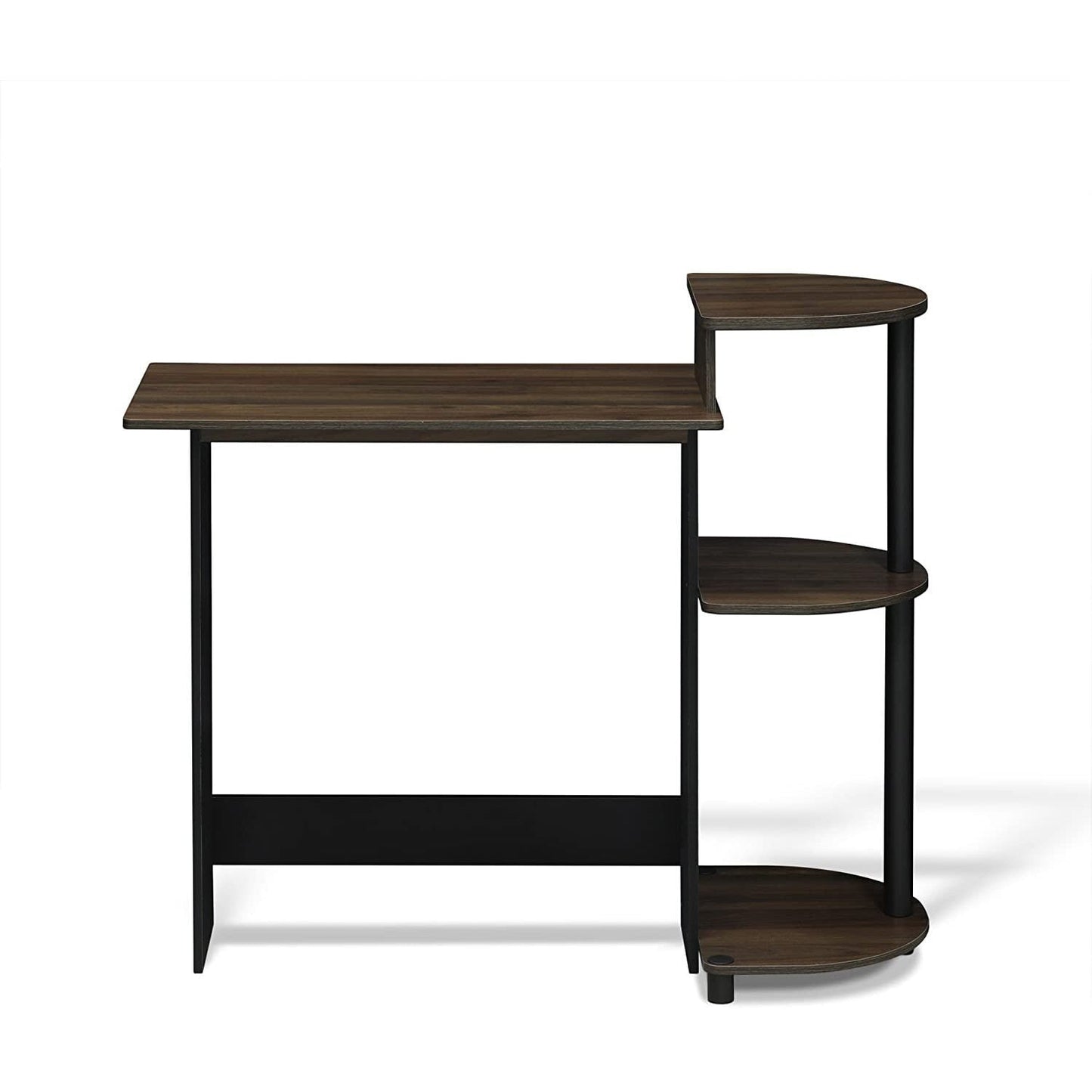 Furinno Compact Computer Desk with Shelves, Dark Walnut, 11181DWN