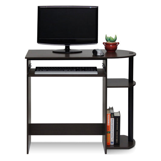 Furinno Engineered Wood Simplistic Computer Desk in Dark Brown/Black