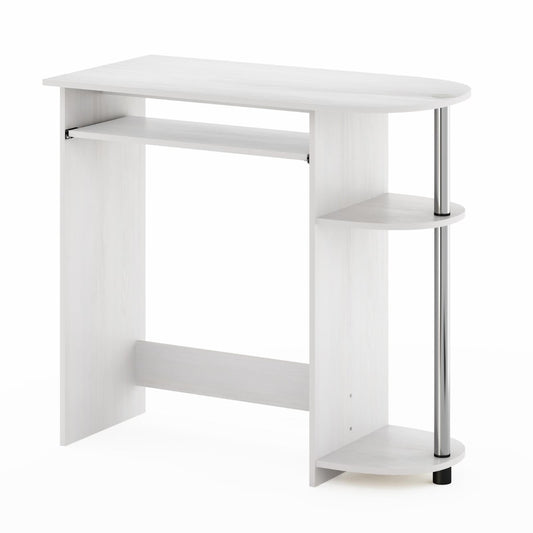 Furinno Simplistic Easy Assembly Computer Desk, Americano, Stainless Steel Tubes