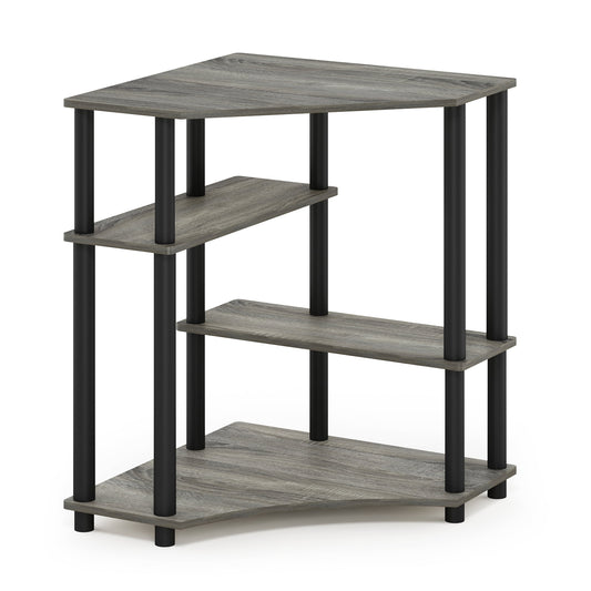 Furinno Turn-N-Tube Space Saving Corner Desk with Shelves, French Oak Grey/Black