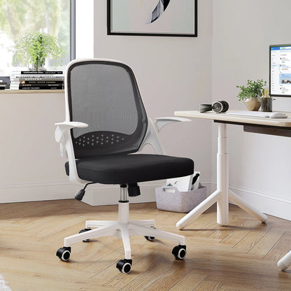 Furmax Home Office Chair Mesh Computer Chair Ergonomic Task Desk Chairs with Flip-up Arms and Adjustable Height, White