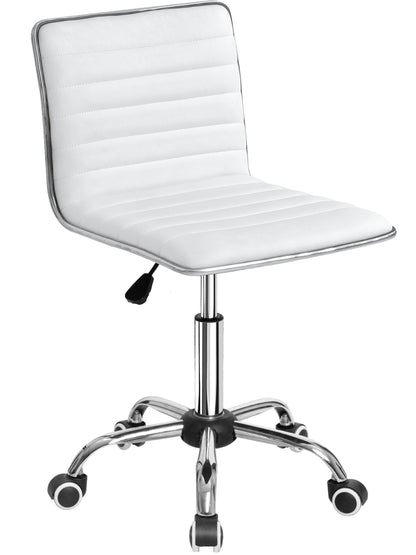 Furmax Mid Back Faux Leather Office Desk Computer Task Chair, with Armless, White