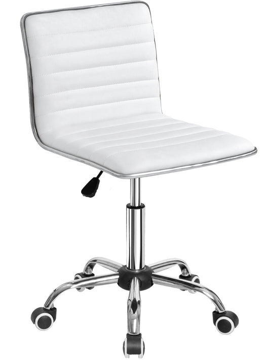 Furmax Mid Back Faux Leather Office Desk Computer Task Chair, with Armless, White