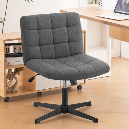 Furniliving Modern Padded Office Chair Linen Fabric Home Office Desk Chair Height Adjustable Computer Task Chair, DarkGrey