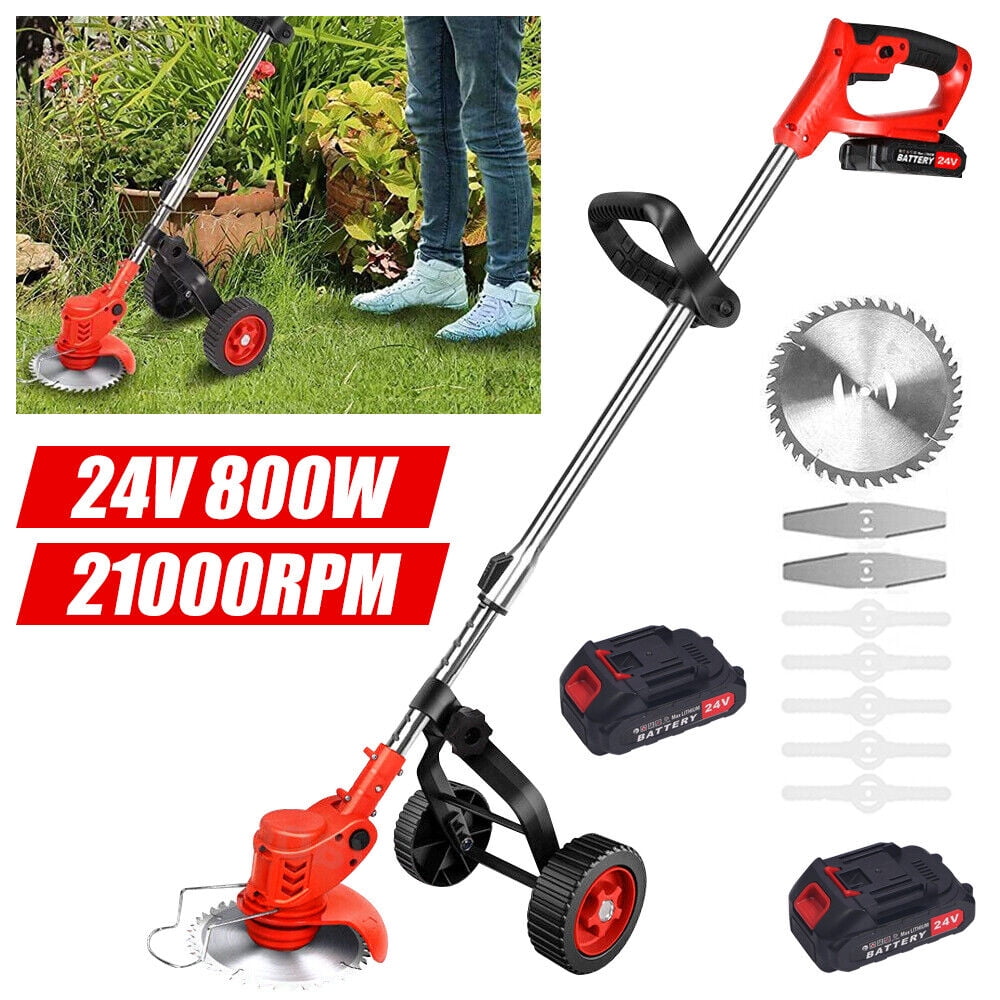 G·PEH Electric Weed Wacker, Battery Powered 24V 2000mAh, Cordless Weed Eater Brush Cutter Grass Trimmer Edger Stringless Weed Cutter Lawn Edger Mower