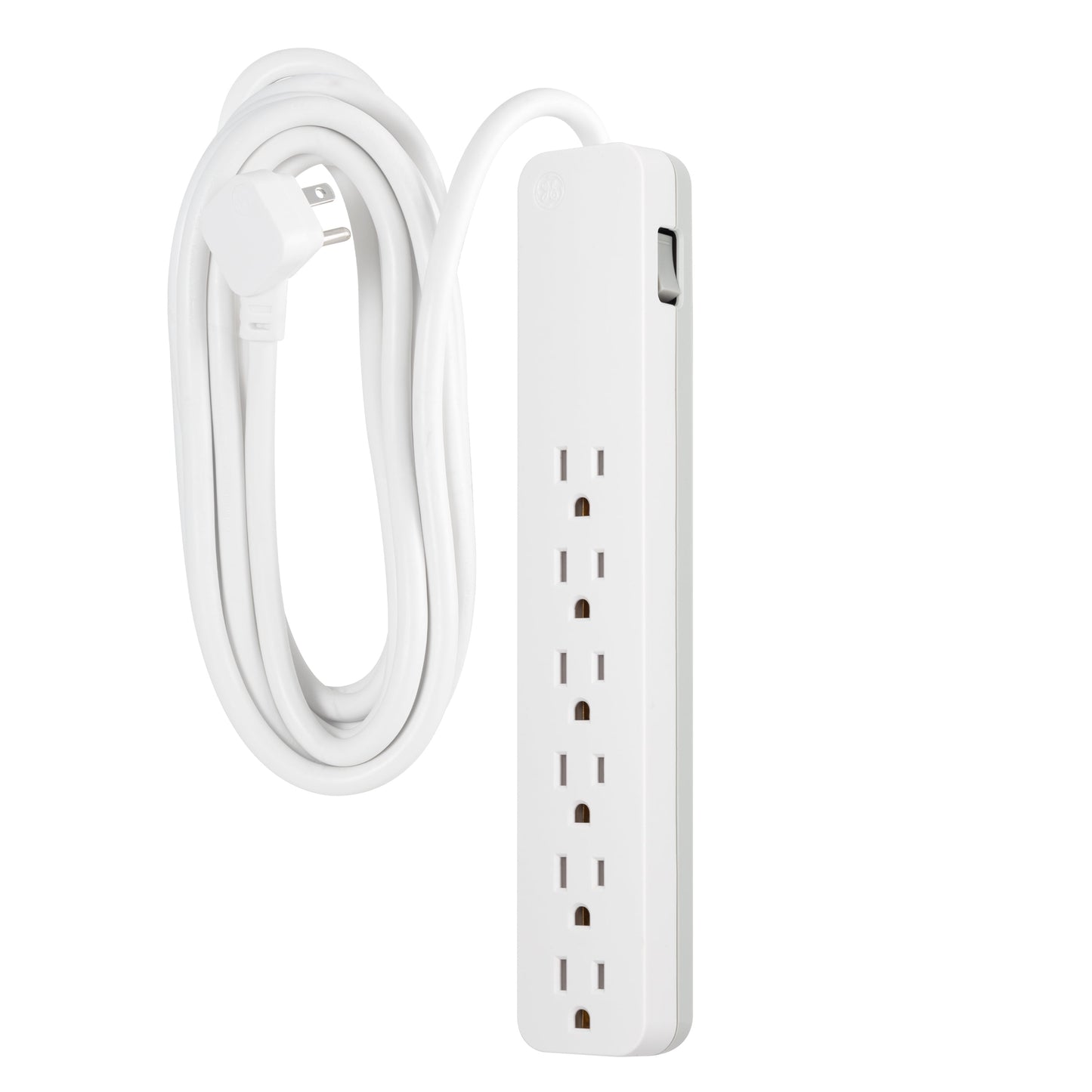 GE 20ft 6-Grounded Outlet Surge Protector, 840J, 20ft., White – 62940