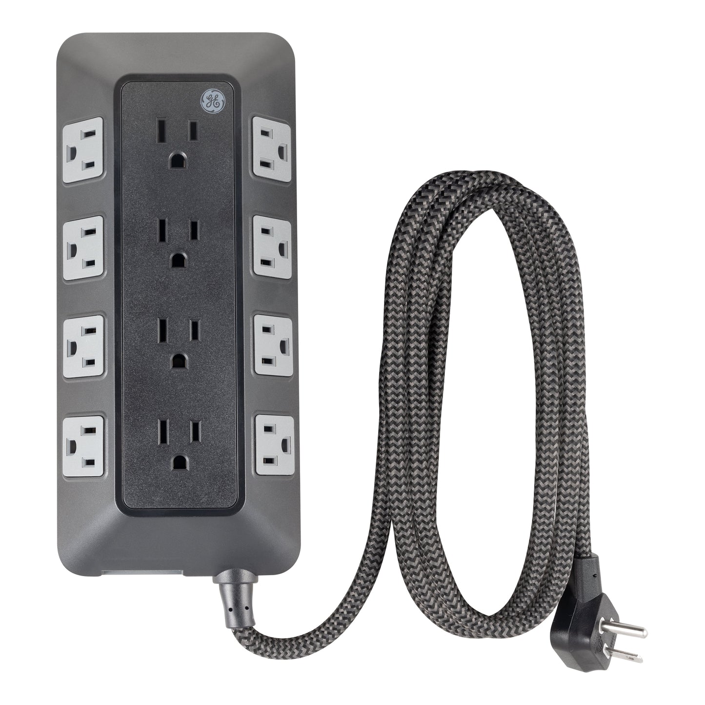 GE Adapt 12-Outlet Surge Protector Power Strip, 6ft Braided Cord, Black