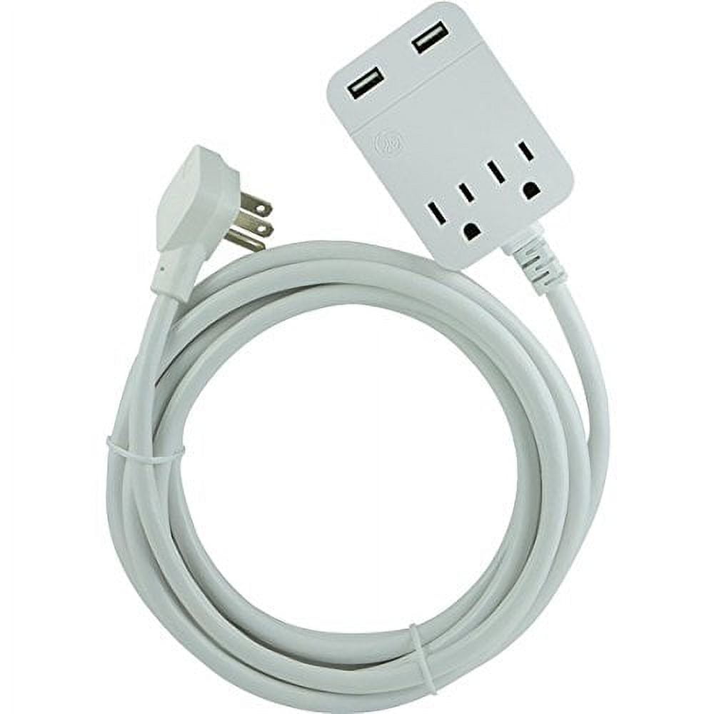 GE Pro 2-Outlet 2-USB 12ft. Extension Cord, Surge Protector - 32089