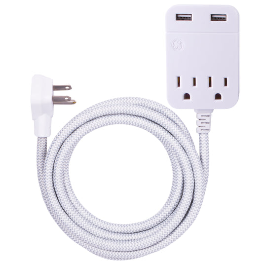 GE Pro Designer 2-Outlet 2-USB 10ft. Extension Cord, Surge Protector, 38432