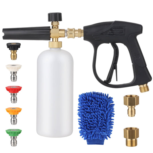 GEEDIAR Foam Cannon for Pressure Washer Gun with 5 Pressure Washer Nozzle M22 Adapter 1/4 Inch Quick Connector