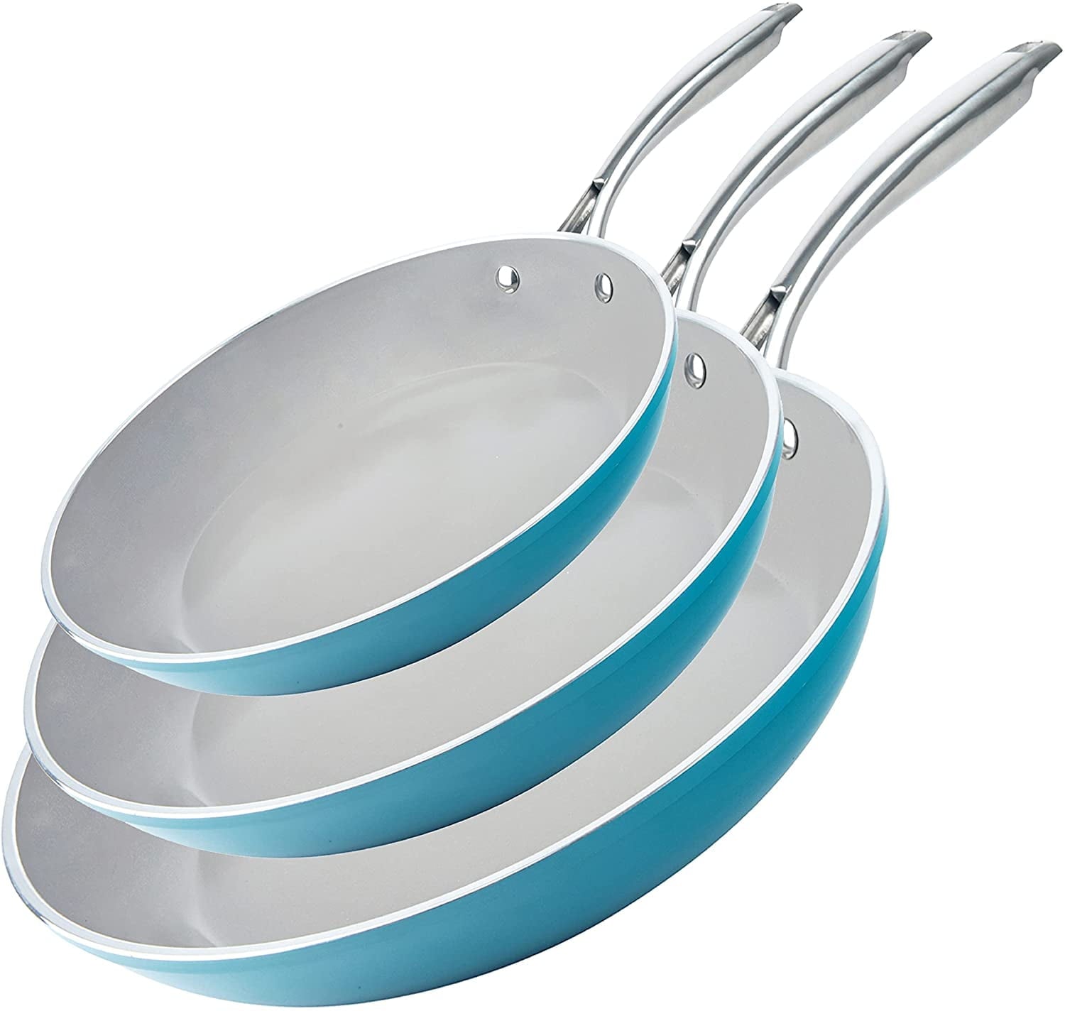 GOTHAM STEEL Ocean Cookware, 3 Piece Set, Aqua Blue