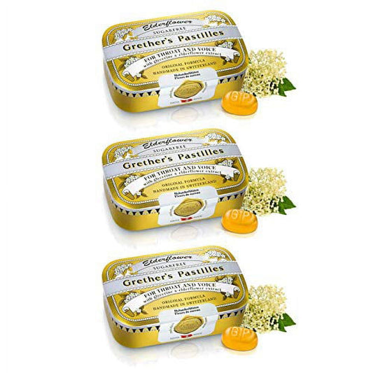 GRETHER'S Pastilles Elderflower Sugar Free 60g/2.1oz - 3 Pack