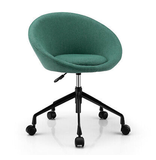 Galaxera Adjustable Swivel Accent Chair Linen Office Chair Round Back Vanity Chair Green