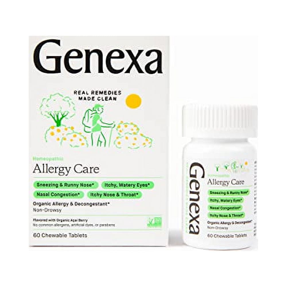 Genexa Allergy Care - 60 Tablets - Multi-Symptom Allergy Remedy - Certified Vegan, Organic, Gluten Free & Non-GMO - Homeopathic Remedies