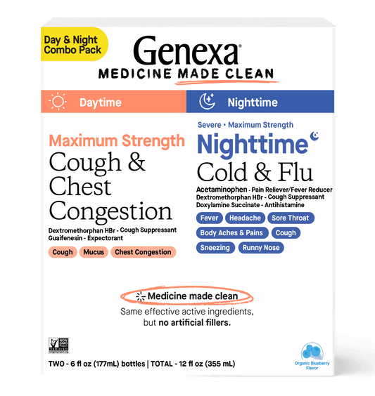 Genexa Daytime Cough & Chest Congestion + Nighttime Cold & Flu Severe Combo Pack