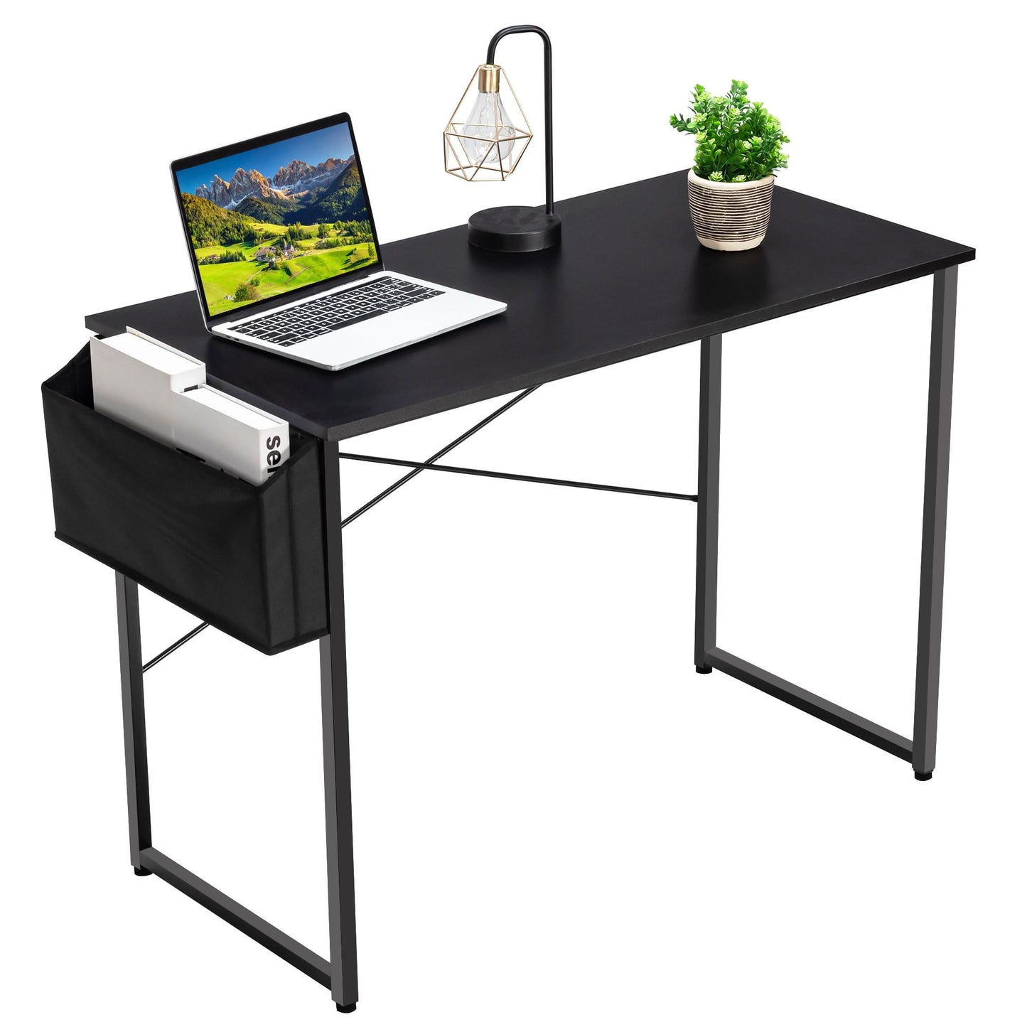 Giantex 40" Study Computer Desk, Industrial Home Office Writing Desk w/Storage Bag, Laptop Table for Living Room Bedroom, Coffee