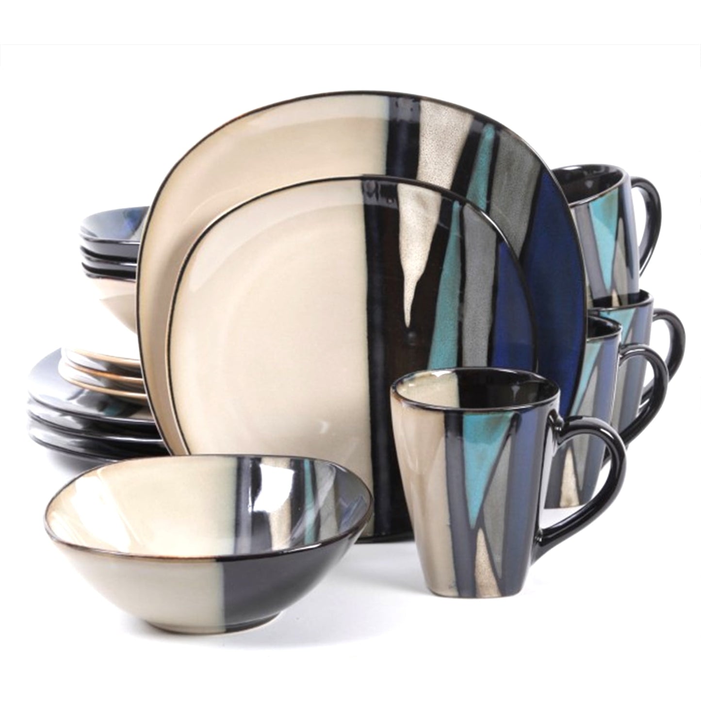 Gibson Althea 16 Piece Dinnerware Set, Teal