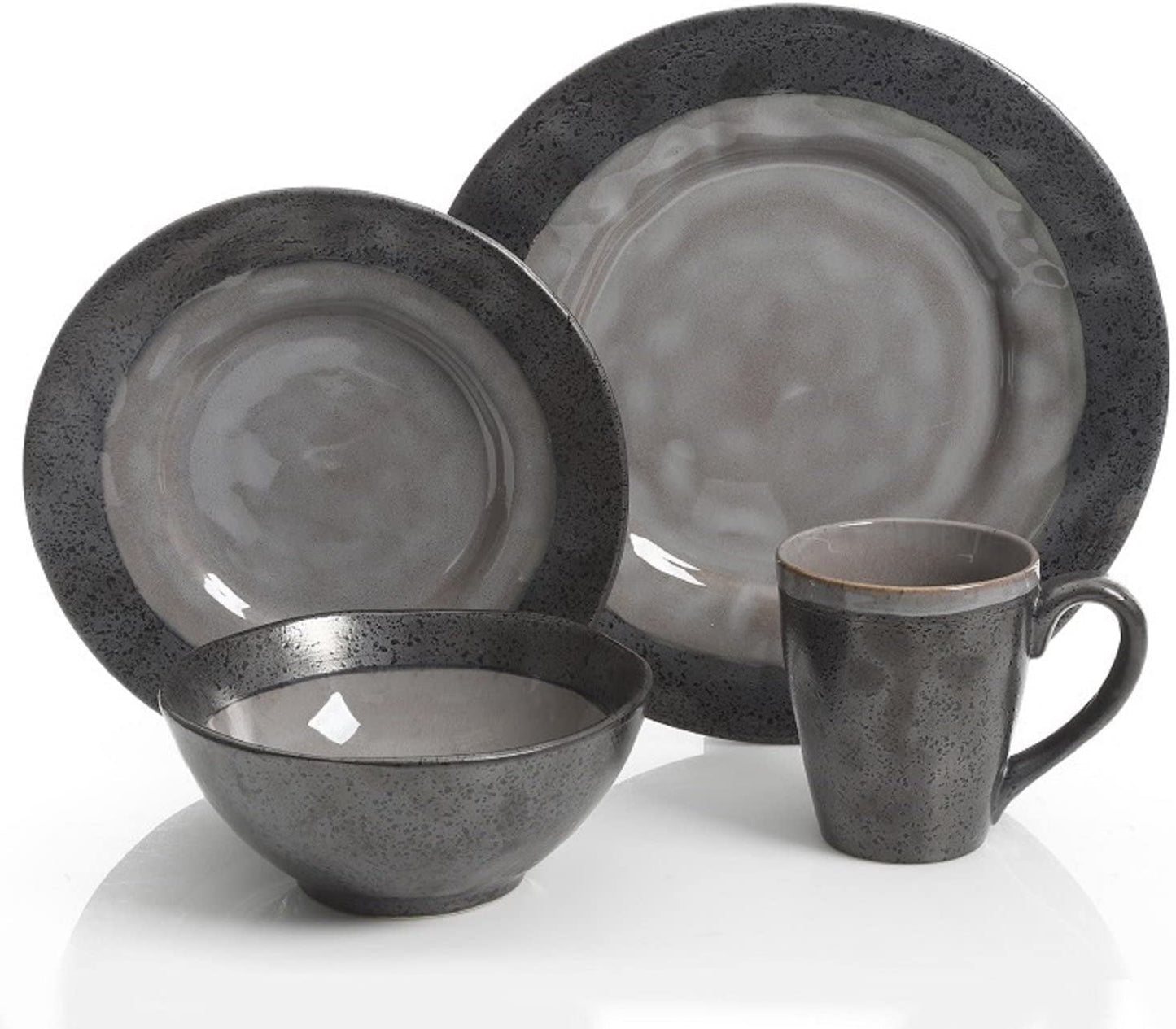 Gibson Elite Dragonstone 16-Piece Dinnerware Set - Gray