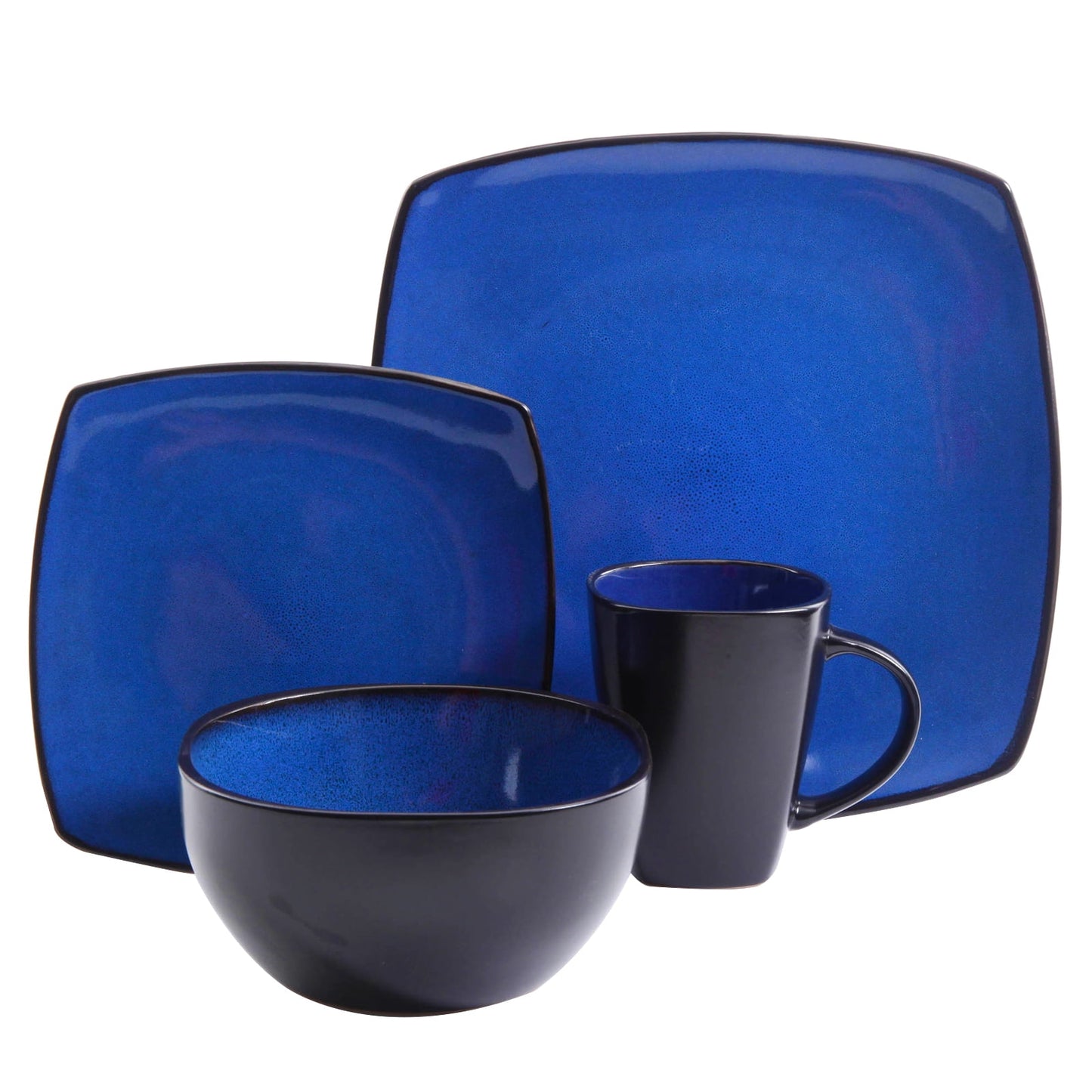 Gibson Elite Soho Lounge 16-Piece Soft Square Dinnerware Set in Blue