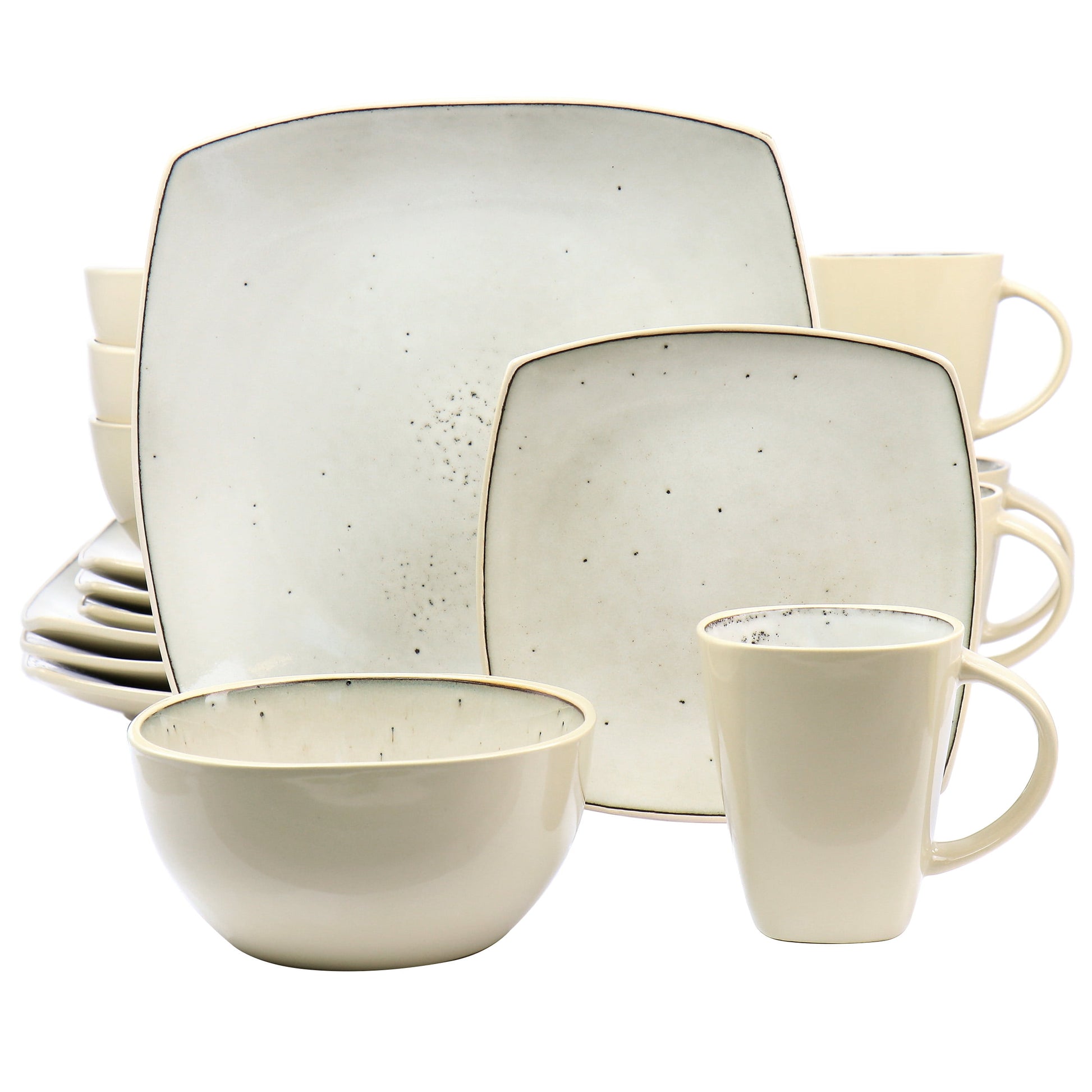 Gibson Elite Soho Lounge 16 Piece Stoneware Dinnerware Set in Light Taupe