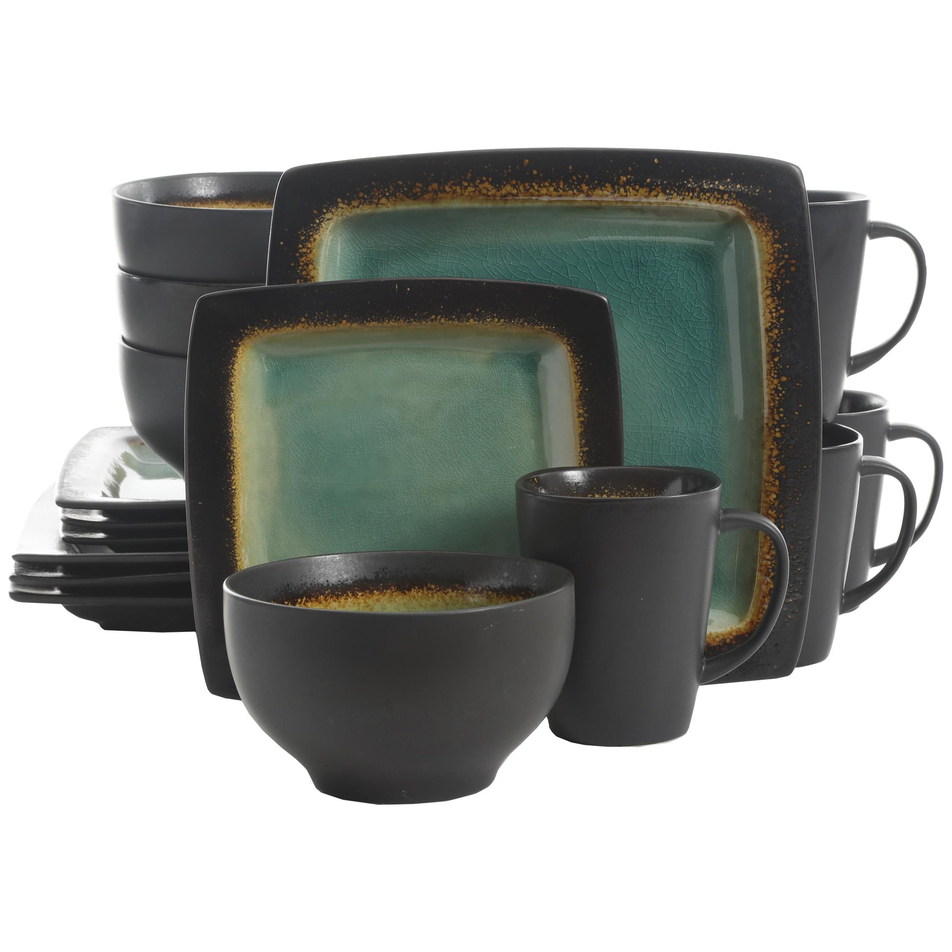 Gibson Everyday Ocean Oasis 32-Piece Dinnerware Set, Turquoise