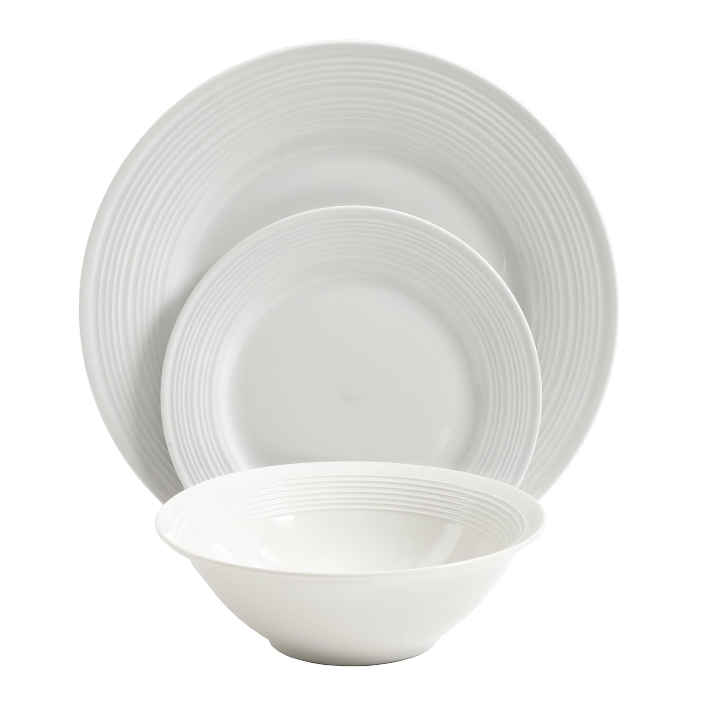 Gibson Home Everyday Embossed 12-Piece White Dinnerware Set