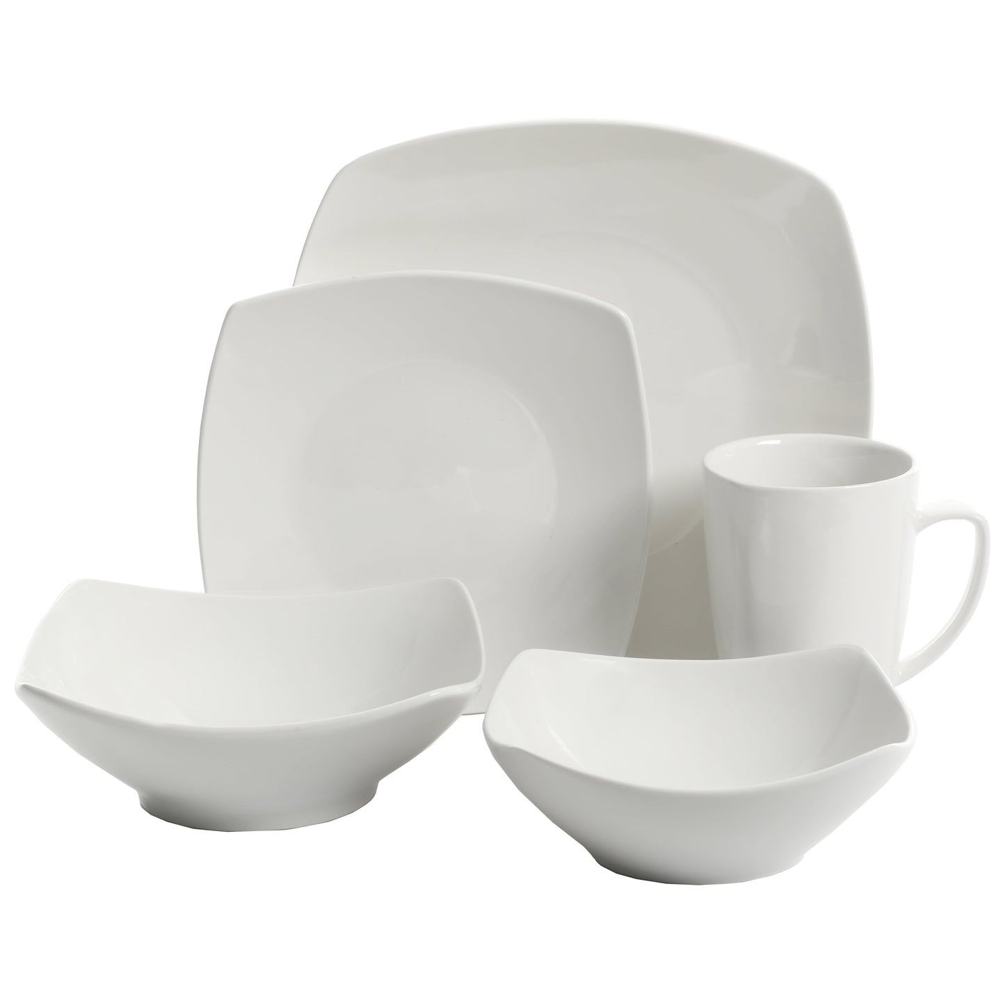 Gibson Home Everyday Square White Ceramic Expanded 40-Piece Dinnerware Set