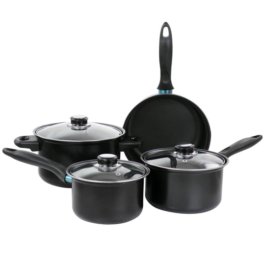 Gibson Home Newton 7 Piece Carbon Steel Cookware Set in Black