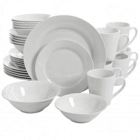 Gibson Home Noble Court Ceramic Dinnerware Set in White, Set of 30