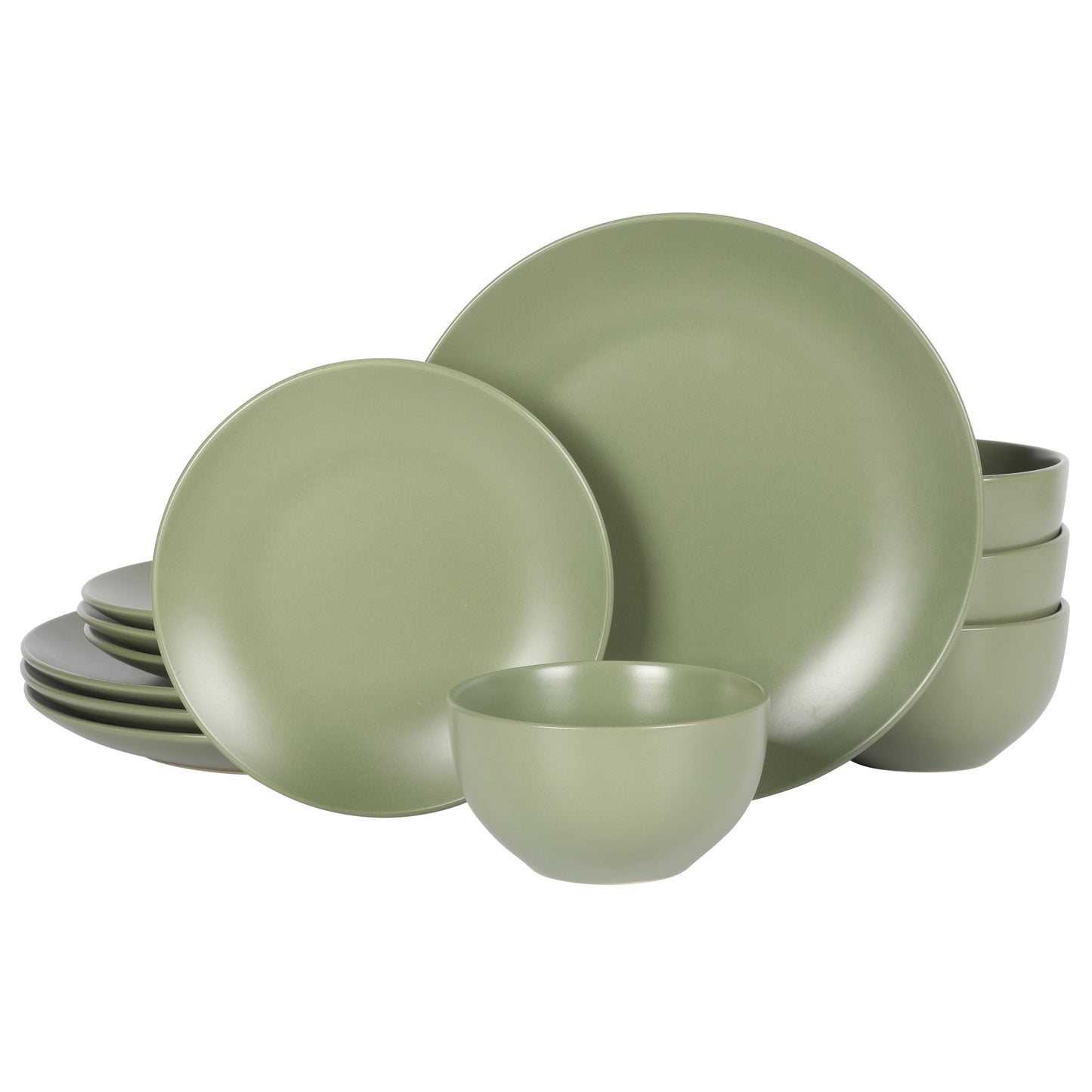 Gibson Home Queensland Green 12-Piece Stoneware Dinnerware Set