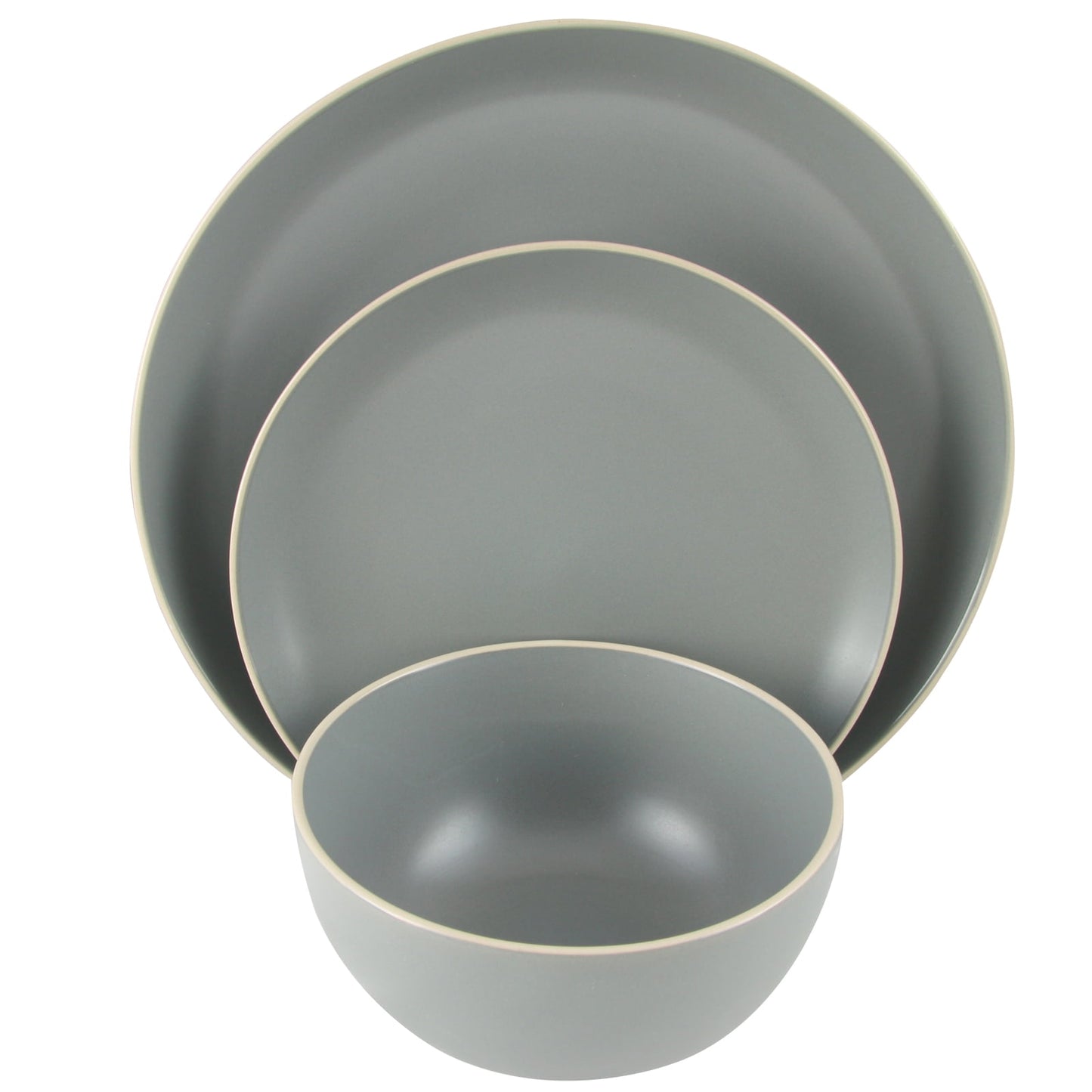 Gibson Home Rockaway 12 Piece Stoneware Dinnerware Set in Grey