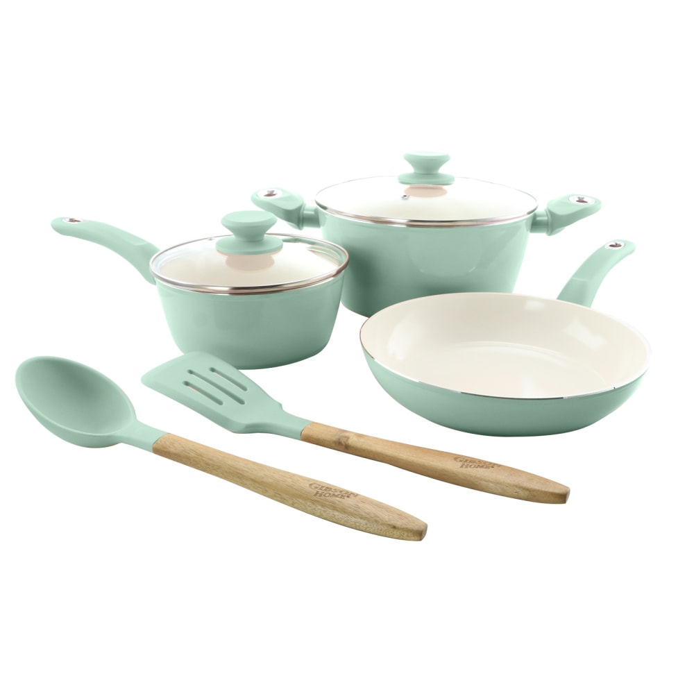 Gibson Town Market Square 7 Piece Non-stick Enameled Essential Cookware and Cooking Utensil Set