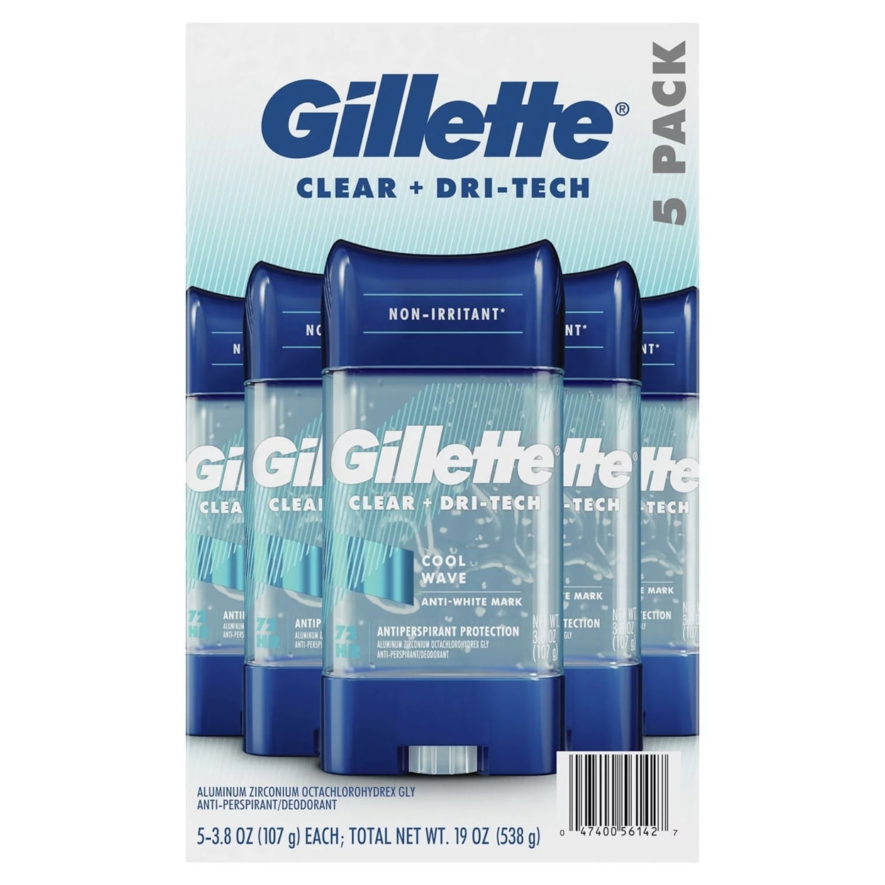 Gillette Cool Wave Clear Gel Men’s Antiperspirant and Deodorant (3.8 Oz., 5 Pk.)